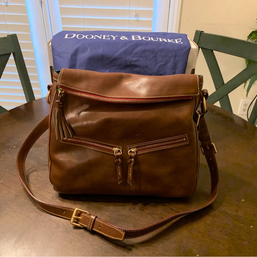 Dooney & Bourke Chestnut Florentine Leather Zip Sac Shoulder/Crossbody Bag
